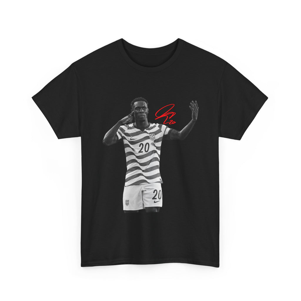 Soccer Celebration Tee — Number 20 Striped Jersey Graphic