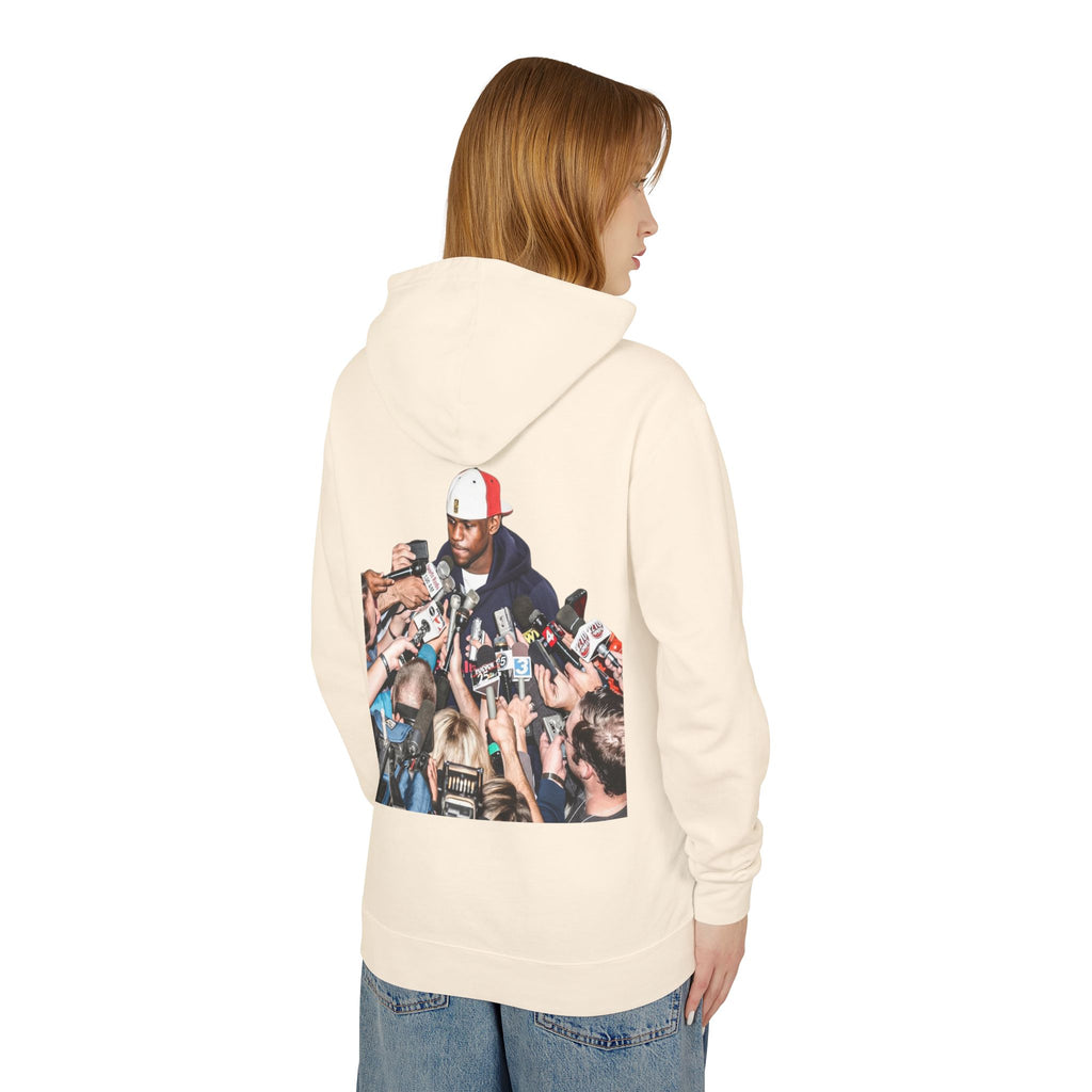 Hoodie — Iconic Press Photo Pullover (Back Photo, Minimal Front Logo)