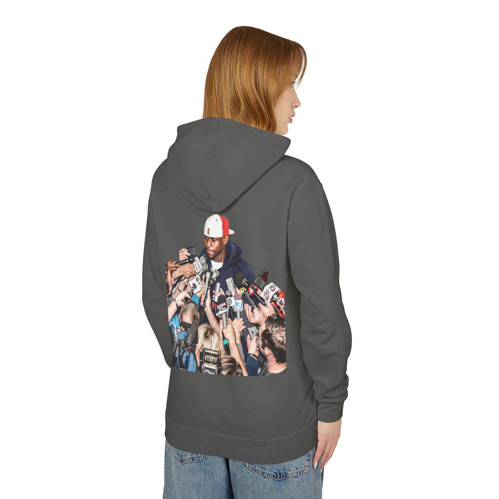 Hoodie — Iconic Press Photo Pullover (Back Photo, Minimal Front Logo)