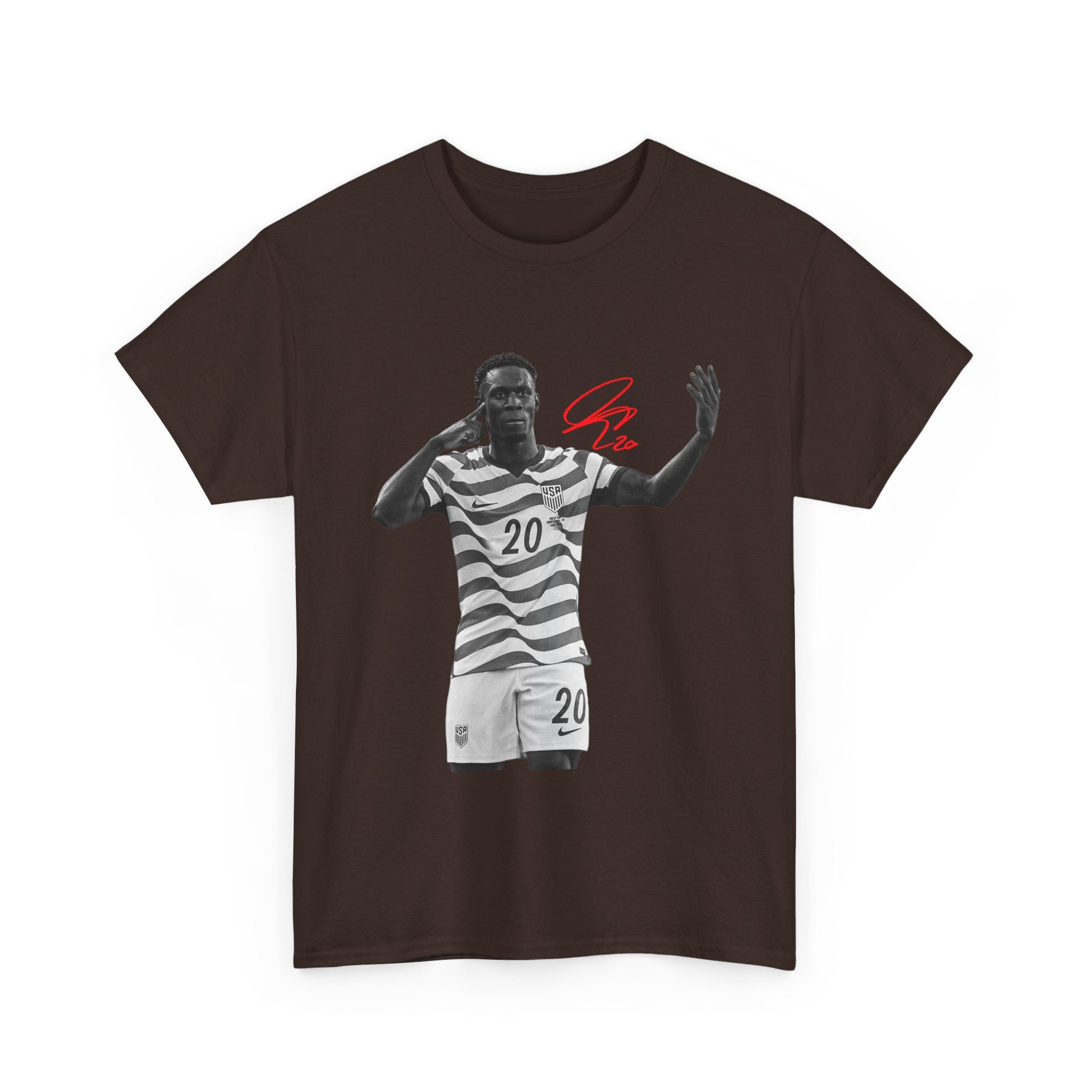 Soccer Celebration Tee — Number 20 Striped Jersey Graphic