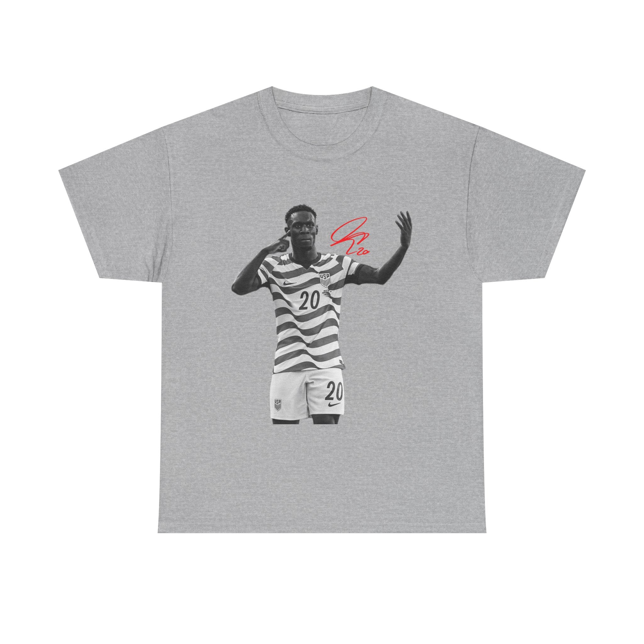 Soccer Celebration Tee — Number 20 Striped Jersey Graphic