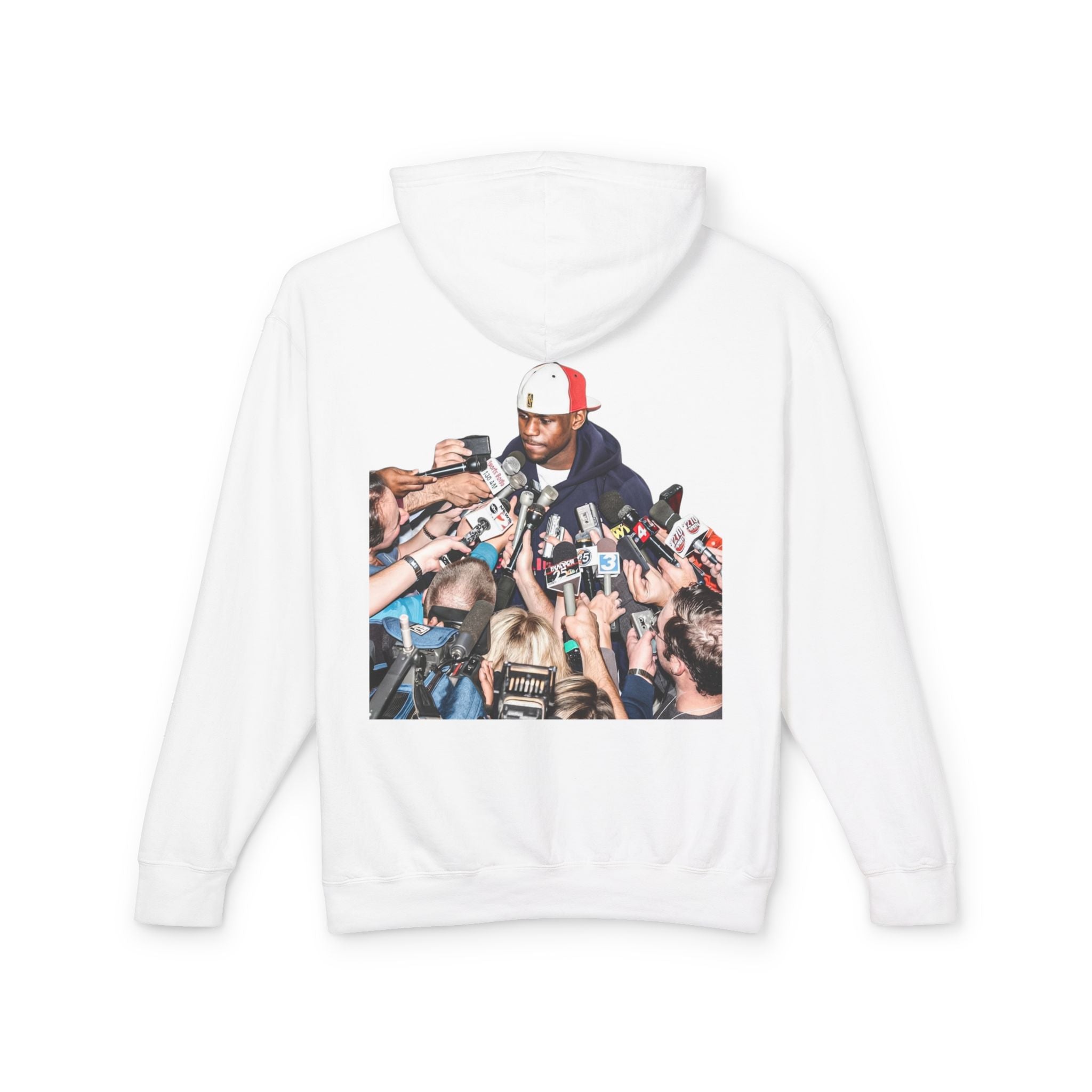 Hoodie — Iconic Press Photo Pullover (Back Photo, Minimal Front Logo)