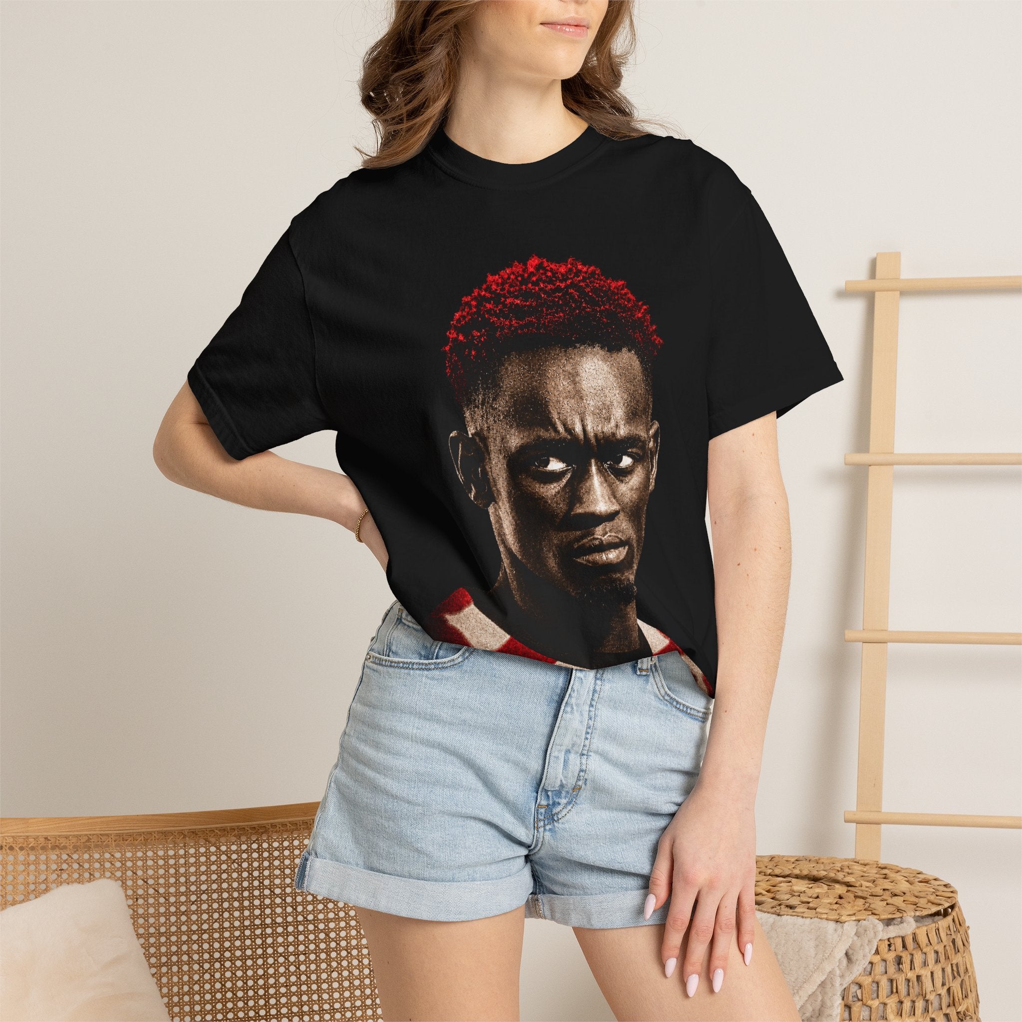 T‑Shirt — Portrait Front with American Flag USA Back
