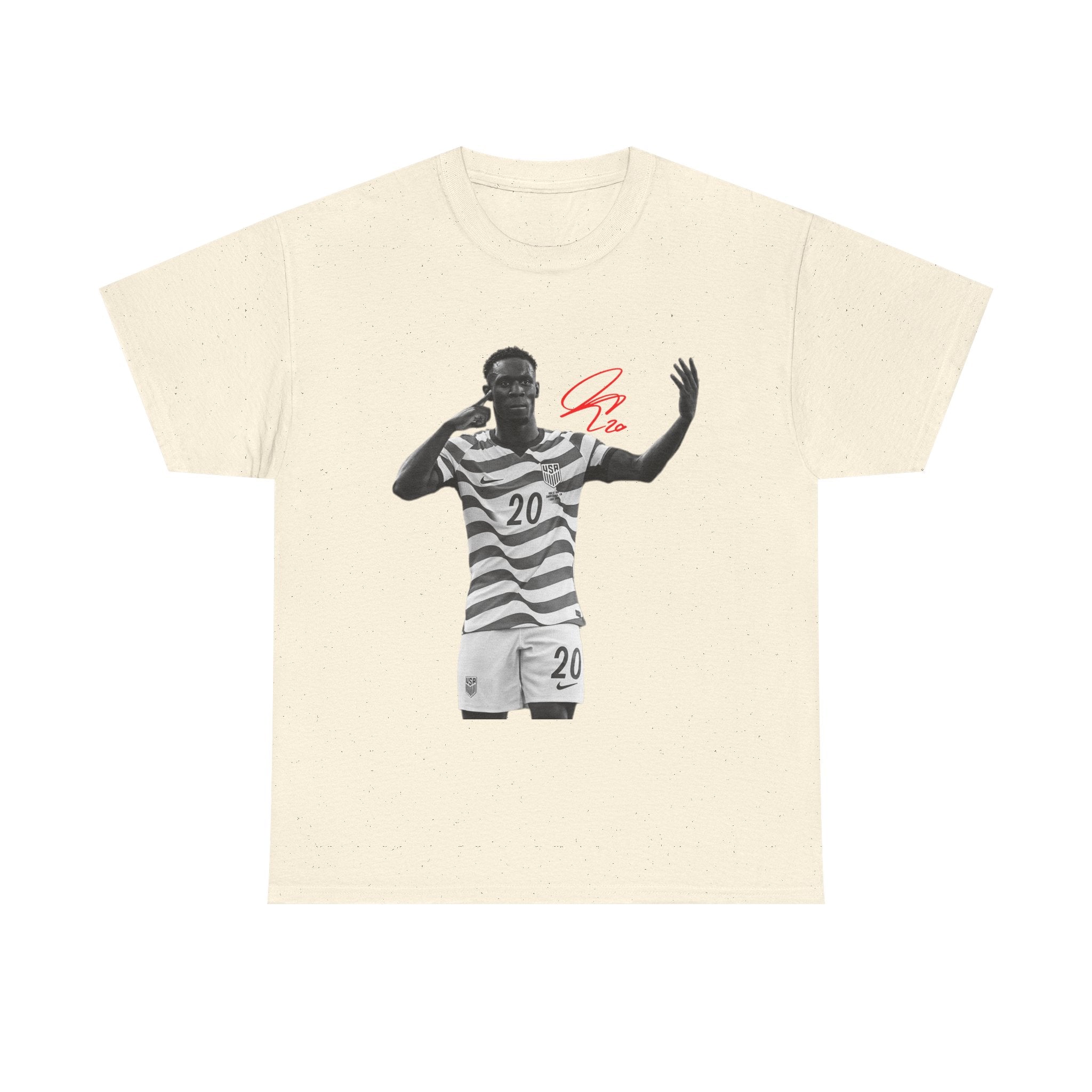 Soccer Celebration Tee — Number 20 Striped Jersey Graphic