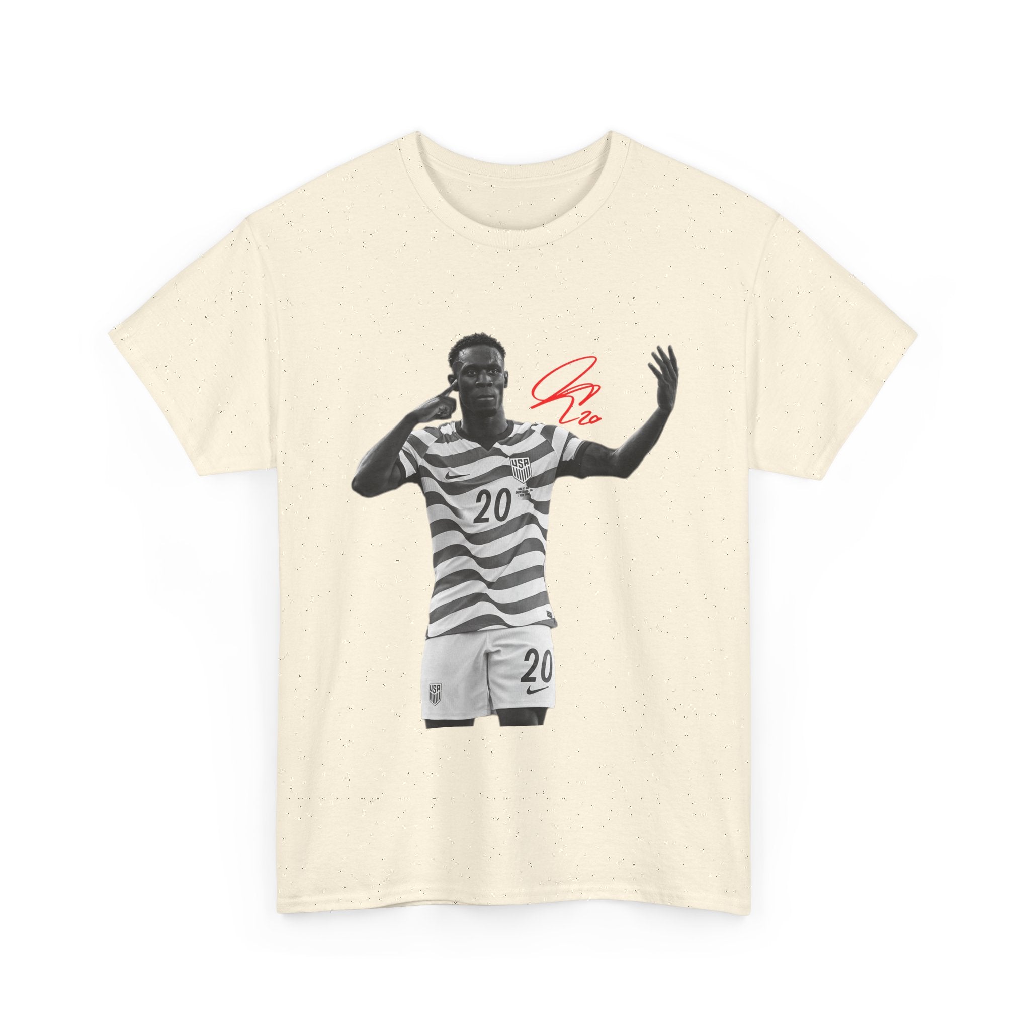 Soccer Celebration Tee — Number 20 Striped Jersey Graphic