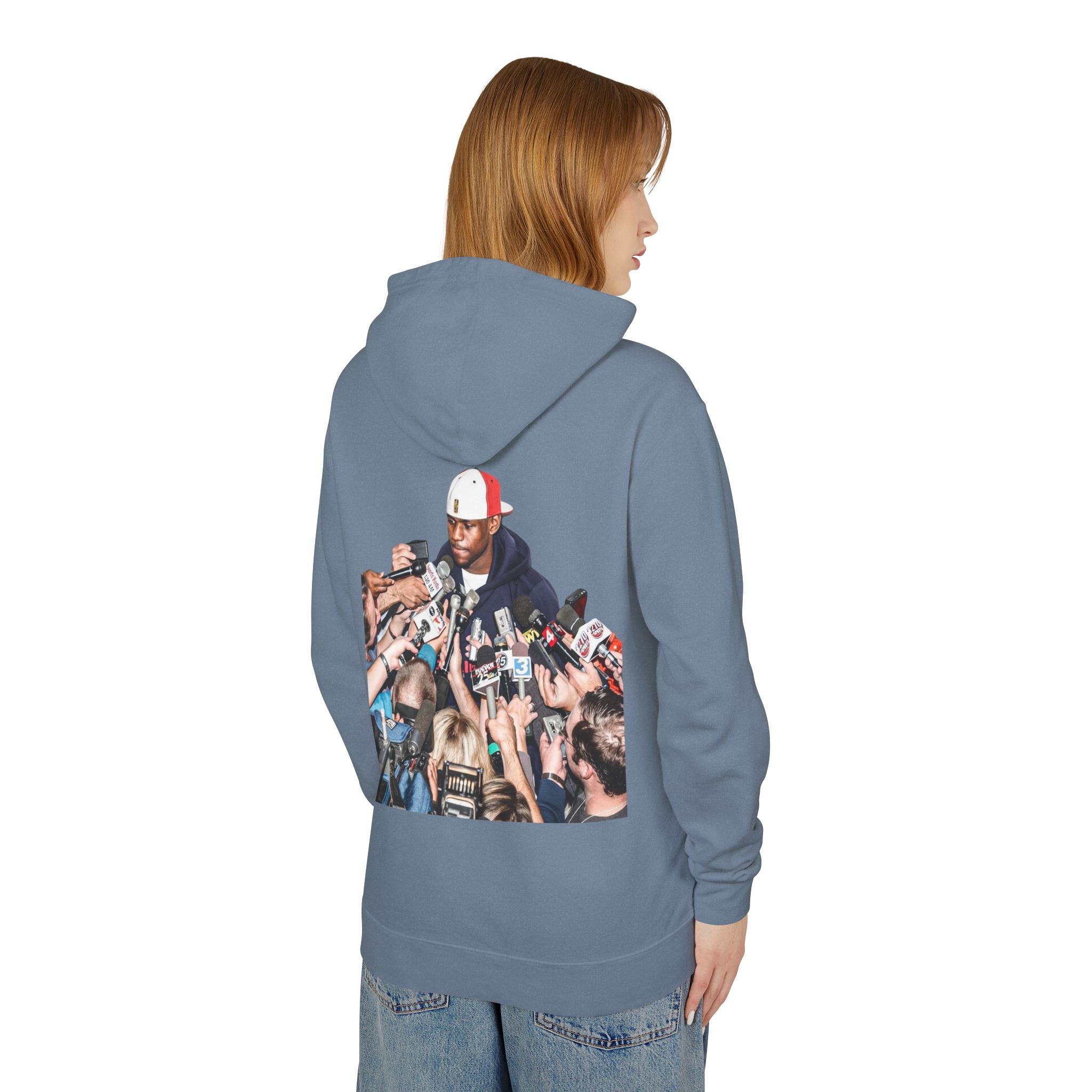 Hoodie — Iconic Press Photo Pullover (Back Photo, Minimal Front Logo)