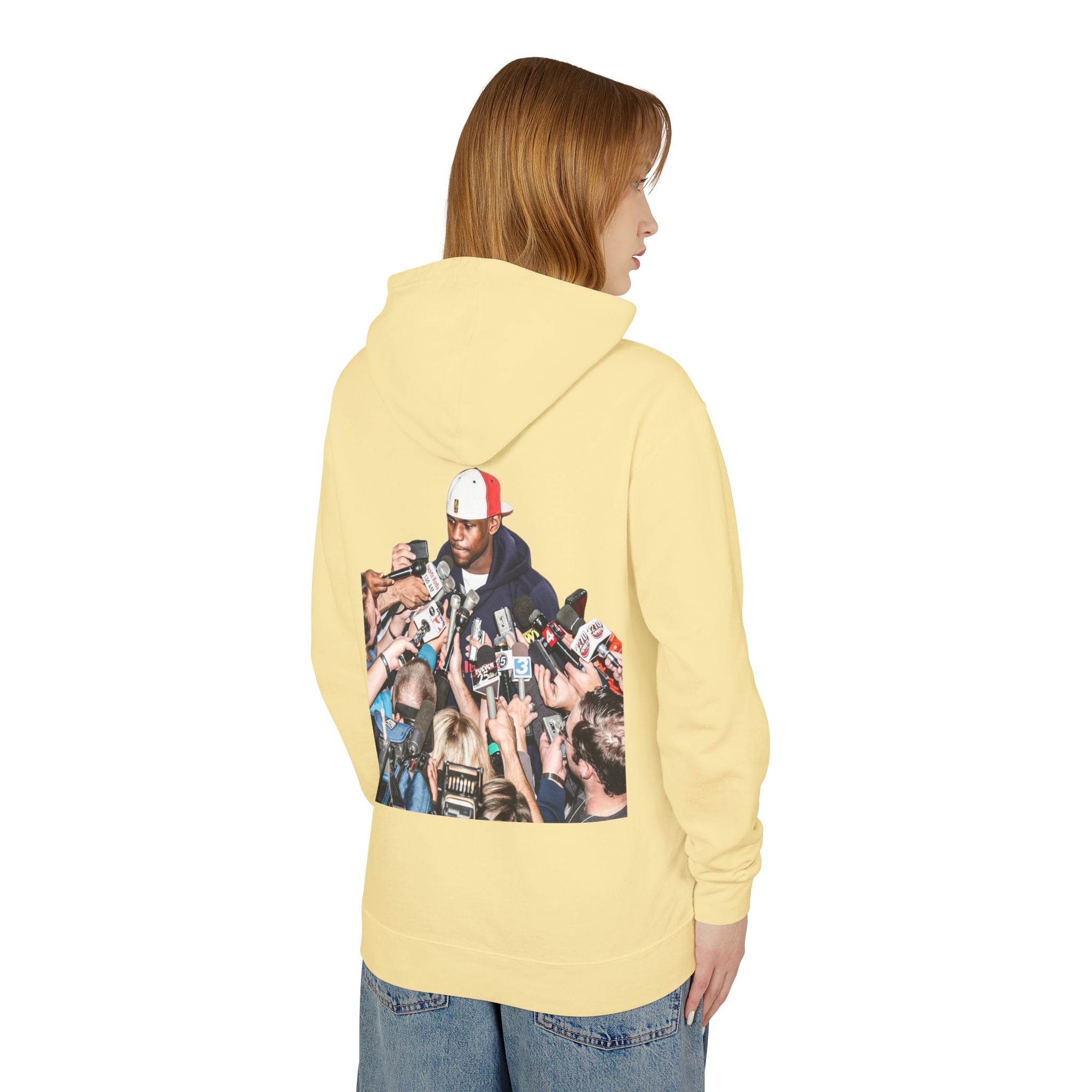 Hoodie — Iconic Press Photo Pullover (Back Photo, Minimal Front Logo)
