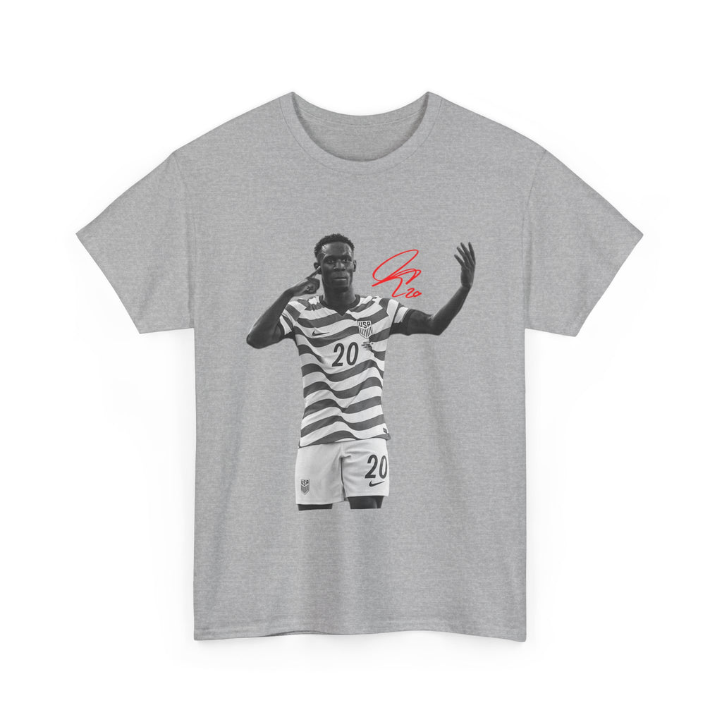 Soccer Celebration Tee — Number 20 Striped Jersey Graphic