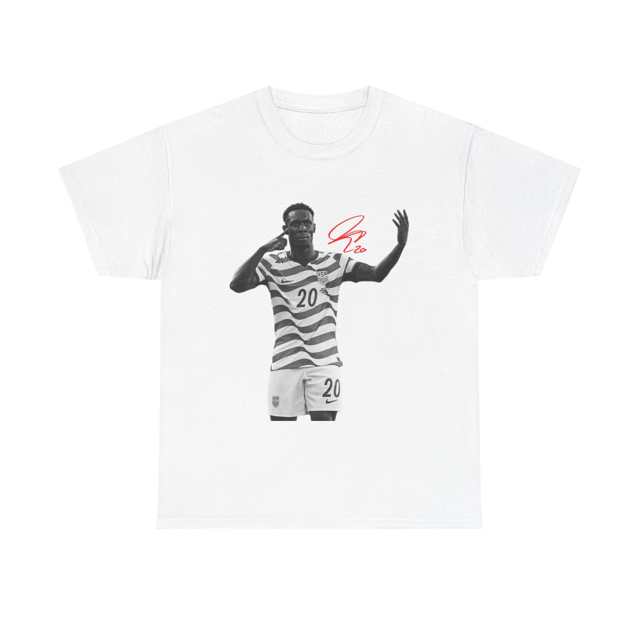 Soccer Celebration Tee — Number 20 Striped Jersey Graphic