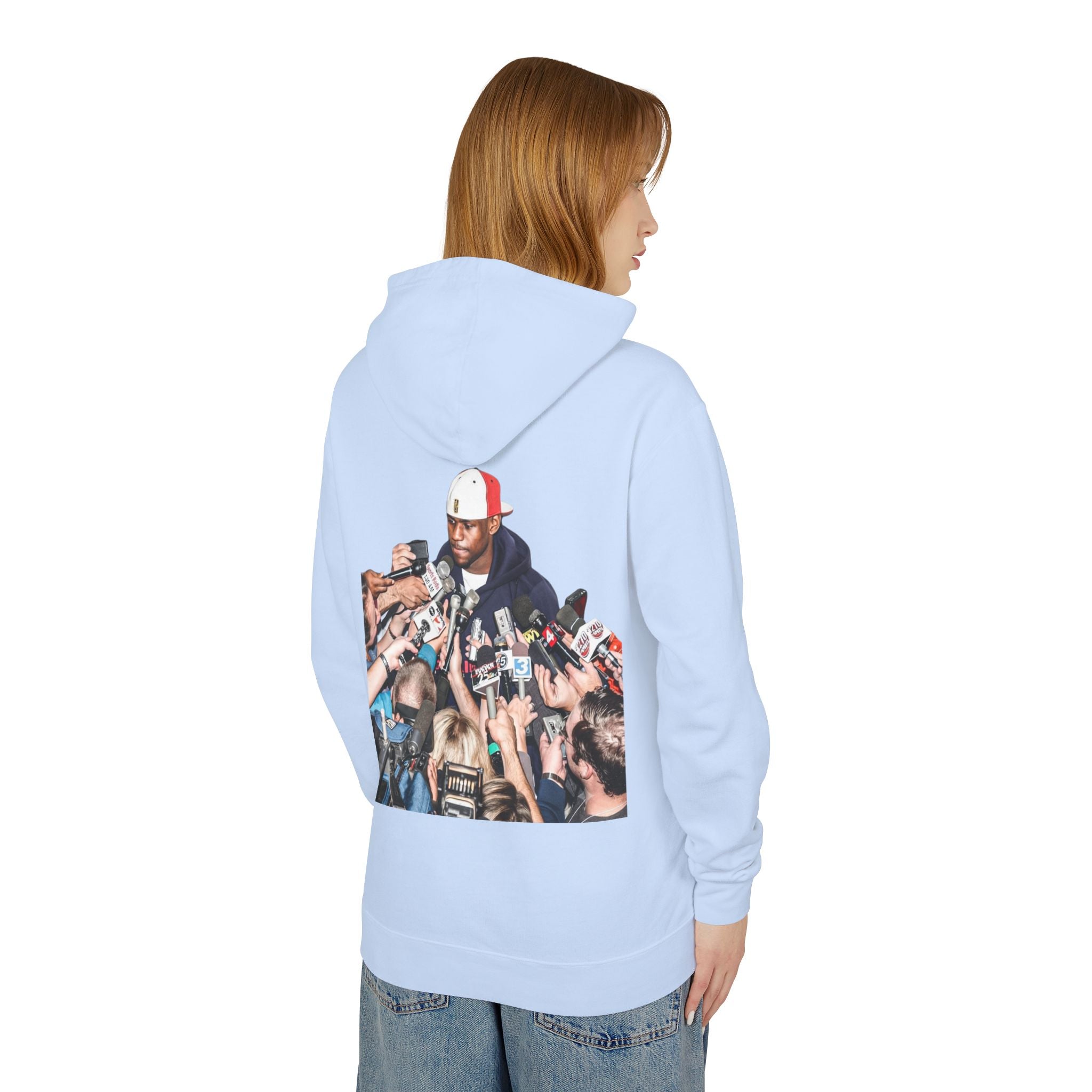 Hoodie — Iconic Press Photo Pullover (Back Photo, Minimal Front Logo)