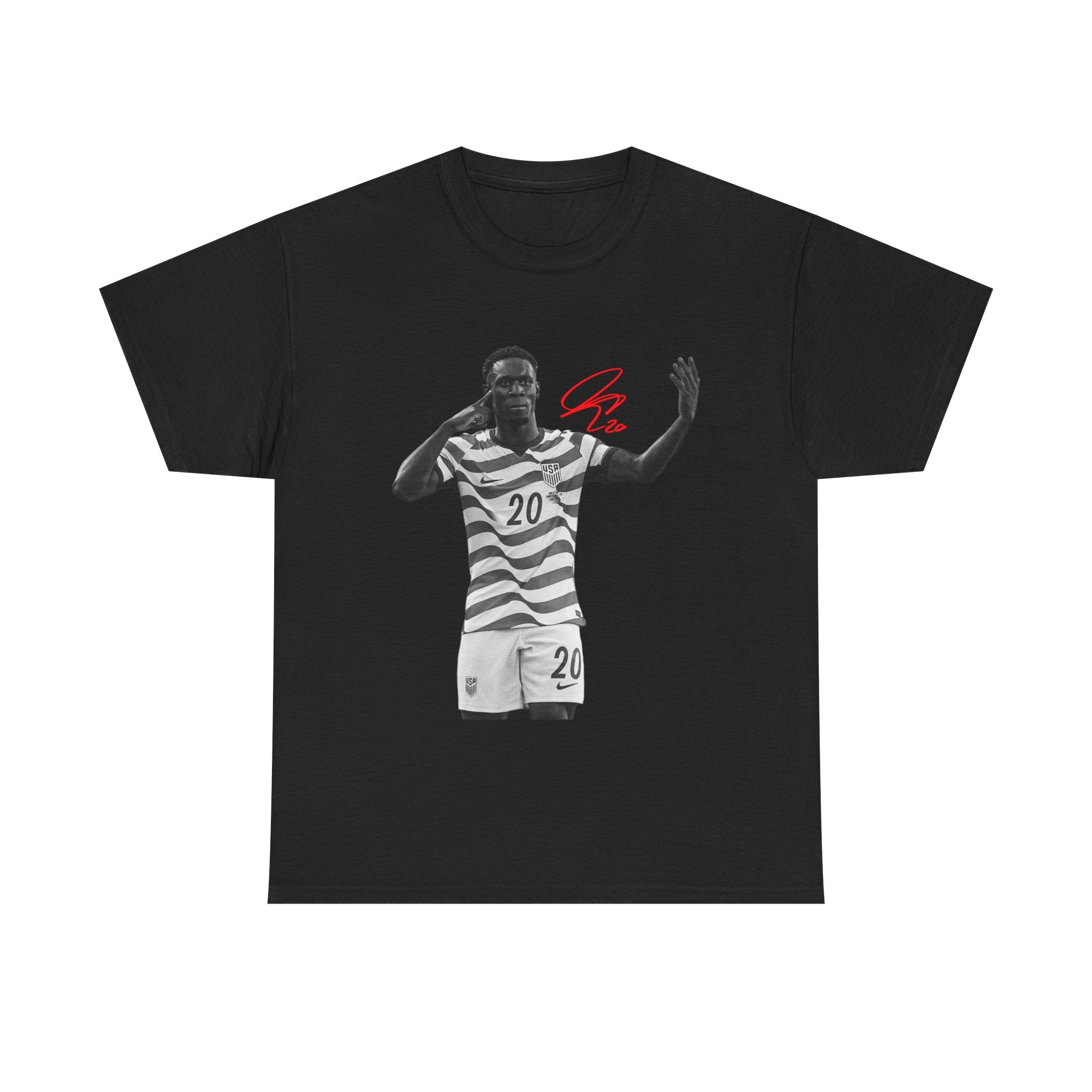 Soccer Celebration Tee — Number 20 Striped Jersey Graphic