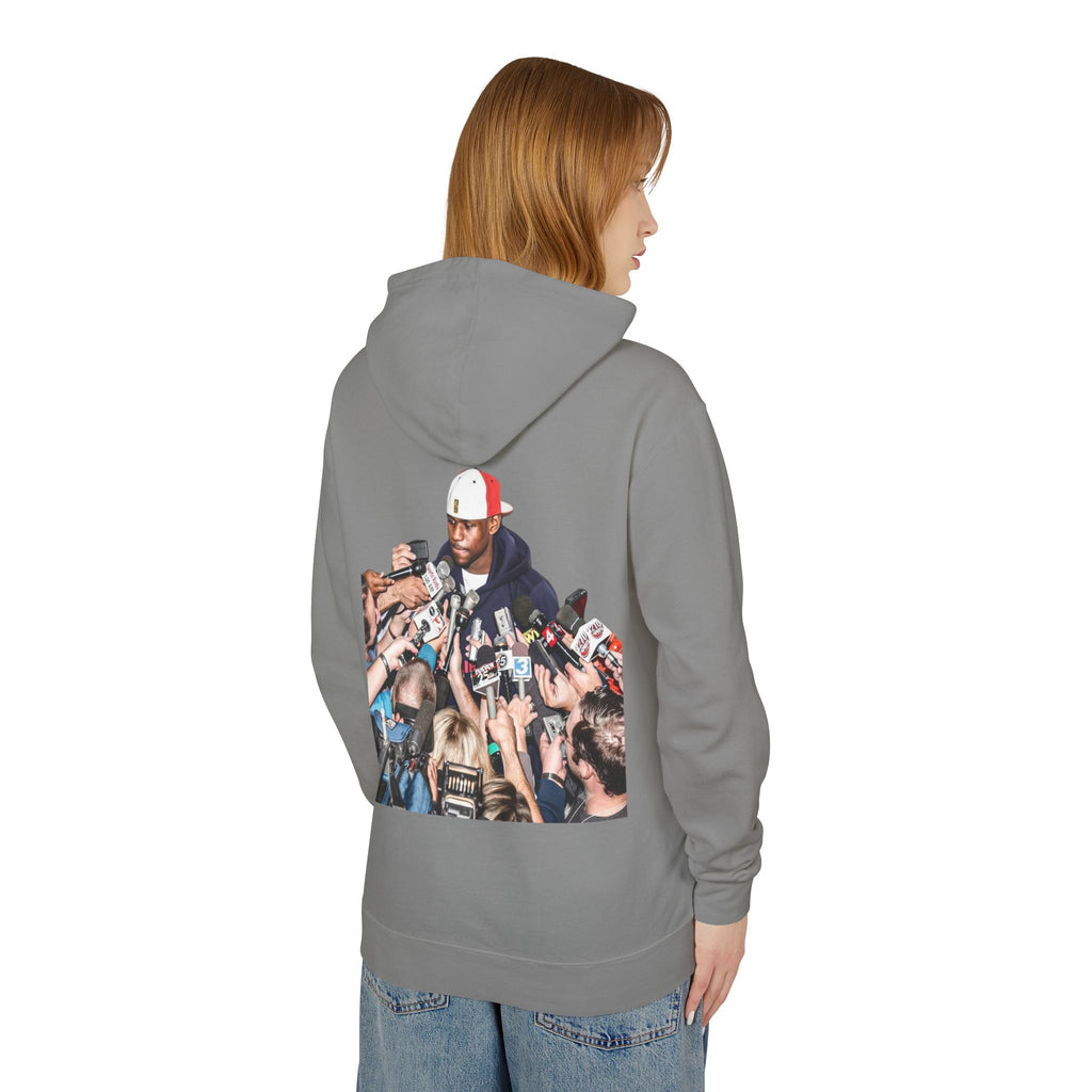 Hoodie — Iconic Press Photo Pullover (Back Photo, Minimal Front Logo)
