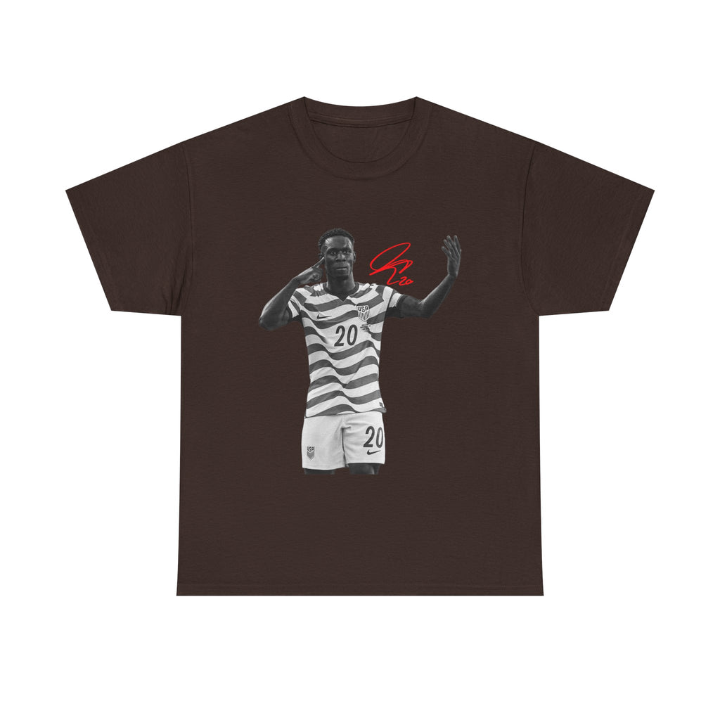Soccer Celebration Tee — Number 20 Striped Jersey Graphic